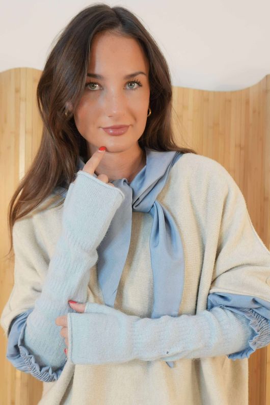 Isadora Fingerless Arm Warmer Gloves Powder  /17 